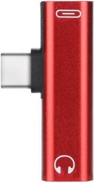 SANNO WORLD Red Red ™IVX-PFI-648-2 in1 Splitter Cable for Type-C to 3.5mm Audio Jack Phone Converter