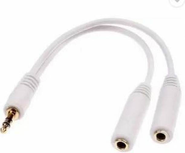 TECHGEAR White White 3.5mm AUX Earphone Headphones Audio Splitter Male To Double Female Phone Converter