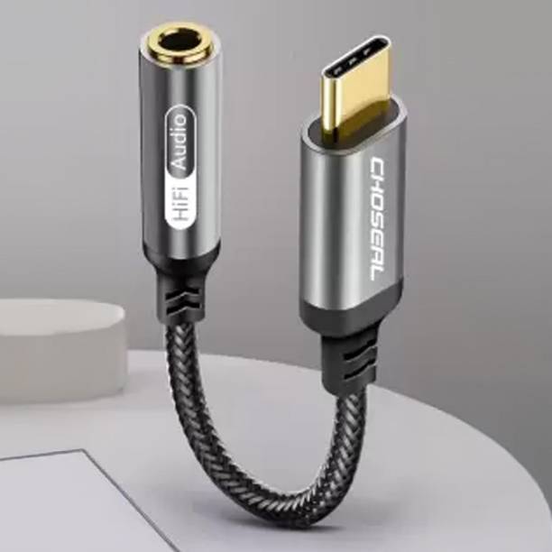 CHOSEAL Grey Usb Type C To 3.5 Mm Audio Jack Connector With Hi-Res Dac Headphone Converter Phone Converter