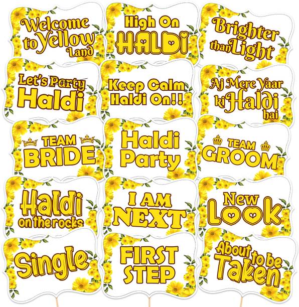 ZYOZI 15 Haldi Props for Photoshoot Marriage Props for Wedding,Haldi Props for Bride Photo Booth Board