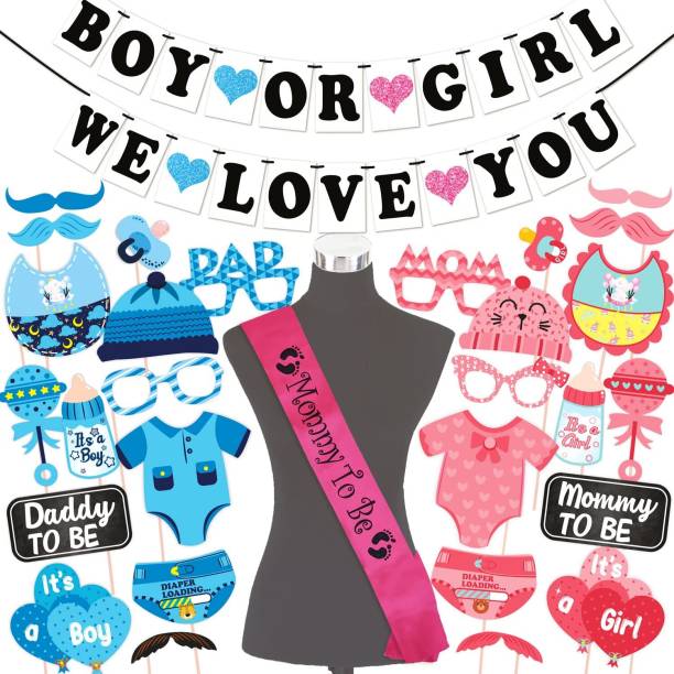 Wobbox Baby Shower Props, Baby Shower Banner, Sash, Baby Shower Decoration (FP1869) Photo Booth Board