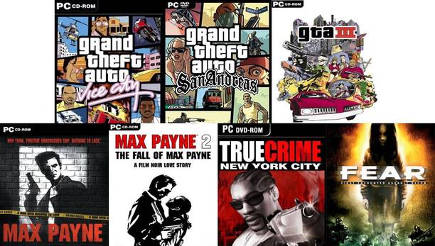 Vice City, SanAndreas, Gta 3, Max Payne 1, Max Payne 2, True Crime, Fear Total 7 Game Combo (Offline Only) (Regular)