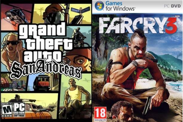 GTA San Andreas | Far Cry 3 | 2 iN 1 Combo PC Game DVD | Offline Only
