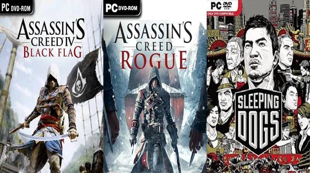 Assassins Creed Black Flag, Rogue, Sleeping Dogs Top Three Game Combo (OS : 64 Bit Only) (Offline Only) (Regular)