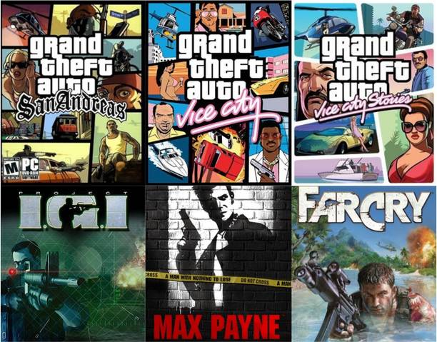 GTA San Andreas | Vice City | IGI 1 | Max Payne | Far Cry | Vice City Stories | 6 In 1 Combo Games | Offline Only
