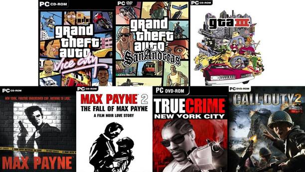 Vice City, SanAndreas, Gta 3, Max Payne 1, Max Payne 2, True Crime, Call of Duty 2 Total 7 Game Combo (Offline Only) (Regular)