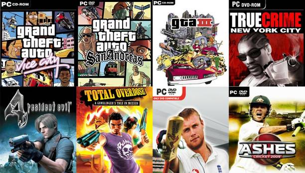 Vice City, SanAndreas, Gta 3, True Crime, Resident 4, Tod, Cricket 07, Ashes Cricket 09 Total 8 Game Combo (Offline Only) (Regular)