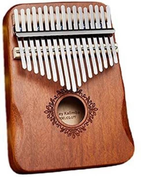 Rudrav Kalimba Thumb 17 Keys Piano Musical Instrument with Engraved Notes - Brown Piano Lid