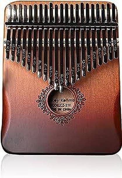 Fusked Kalimba Thumb 21 Keys Piano Musical Instrument with Engraved Notes - Dark Brown Piano Lid