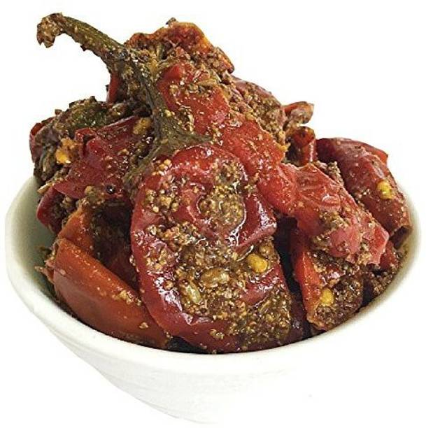 Medhyata Homemade Premium Rajasthani RED Chilli Pickle (Athana LAL mirch ka achar) ( Without Oil ) 100% Pure and Natural Red Chilli Pickle