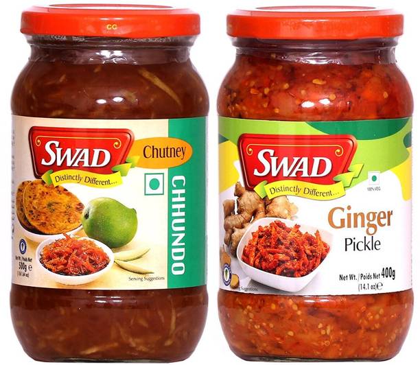 SWAD Combo Pack of Chhundo Pickle (500g) and Ginger Pickle (400g) Ginger Pickle