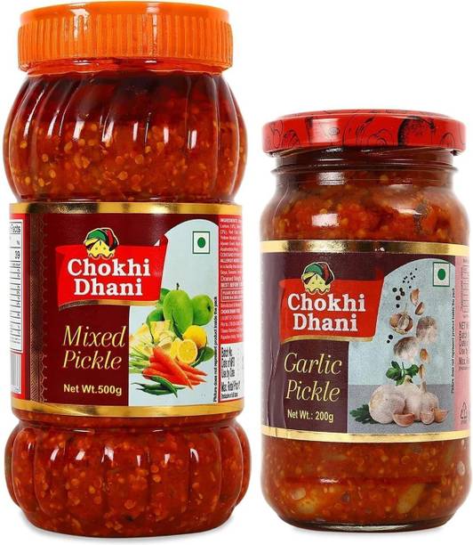 Chokhi Dhani Mixed Pickle 500 gm, Garlic Pickle 200 gm, Spicy & Tasty Mixed Vegetable Pickle