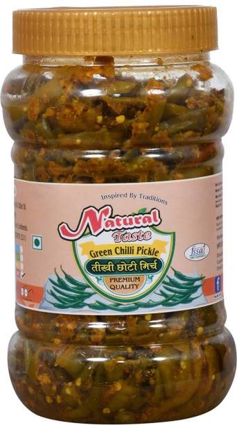 Natural Taste Green Chilli Pickle Teekhi Choti Mirch Ka Achar in Very Less Oil (800g) Green Chilli Pickle