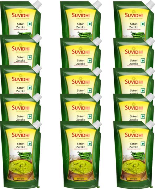 Suvidhi Satari thecha Pichku (Pack of 15) Green Chilli, Garlic Pickle