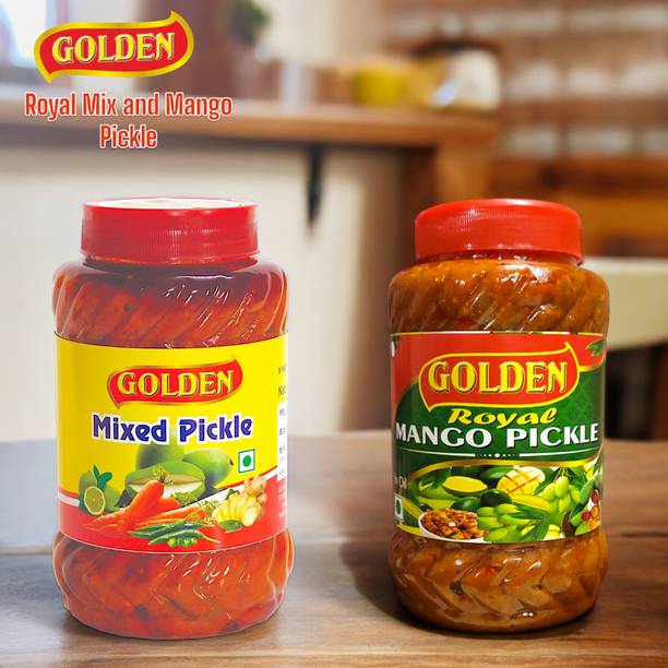 Golden Mix & Mango Pickle, Tasty, Pure, Natural(Authentic Taste of India)(200gm x 2) Carrot, Mango, Lemon, Turmeric Pickle