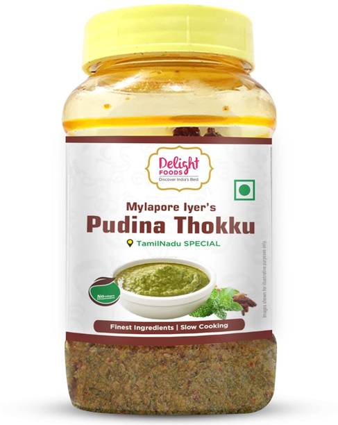 Delight Foods Mylapore Iyer's Pudina Thokku-Rice Mix Homemade Recipe Made With Pure Gingelly Pudina Pickle