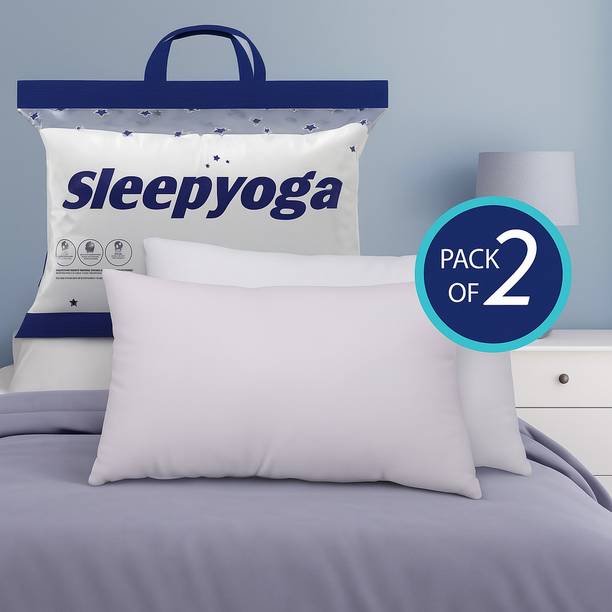 Sleep Yoga Fiber Lite Pillow | Medium Soft | Micro-Peach Fabric | Luxurious Feel Polyester Fibre, Polyester Fibre, Microfibre Solid Sleeping Pillow Pack of 2