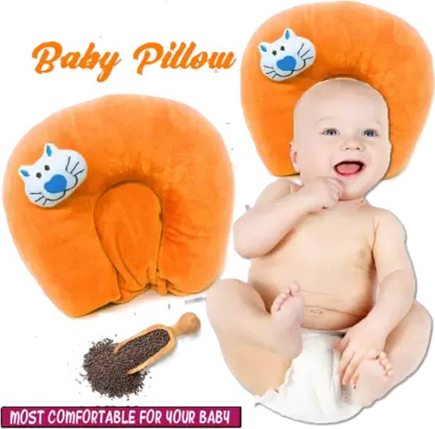 Ducudu Microfibre Baby Pillow Pack of 1 Animals SUPER SOFT MUSTURD SEED FILLING BABY HEAD SHAPER PILLOW