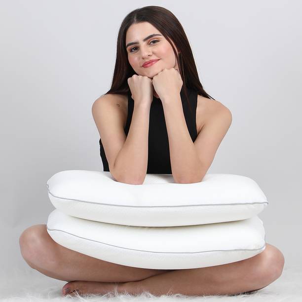 AVI Memory Foam Orthopaedic Pillow Pack of 2 Polka Cervical Regular Pillows For Stomache / Side Sleepers / Anti-Snoring