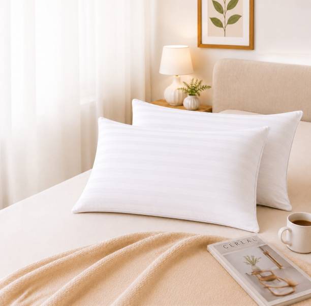 Heavenbirds Microfibre, Polyester Fibre, Hollow Fibre Sleeping Pillow Pack of 2 Stripes Pillow
