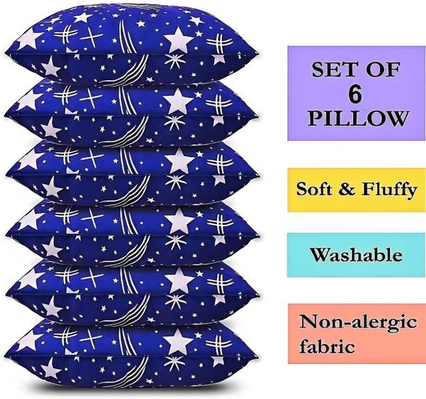 TWIROX Polyester Fibre Sleeping Pillow Pack of 6 Abstract, Floral LUXURY