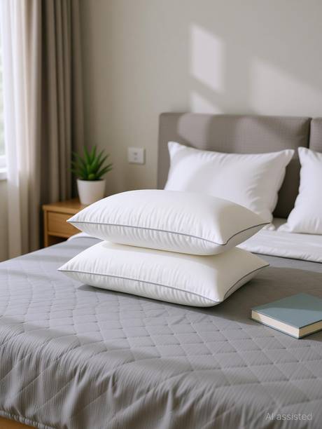 Sleepwell Polyester Fibre Sleeping Pillow Pack of 2 Solid Umang, Everyday Comfort, Light, Soft & Durable