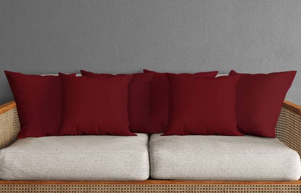 THE WOOD WHITE INDIA 16x16 Inches Size Ultra Soft Microfibre Solid Cushion Pack of 6