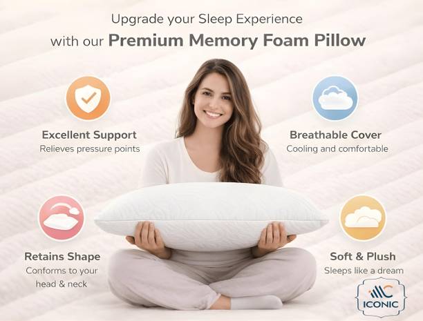 Kgiconic Mattress Company Memory Foam Sleeping Pillow Pack of 1 Solid
