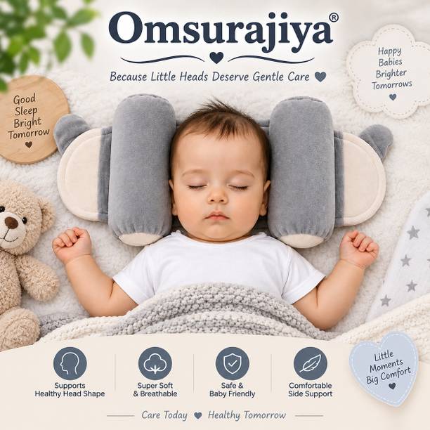 Omsurajiya Microfibre, Cotton Baby Pillow Pack of 1 Solid Baby head shaper pillow