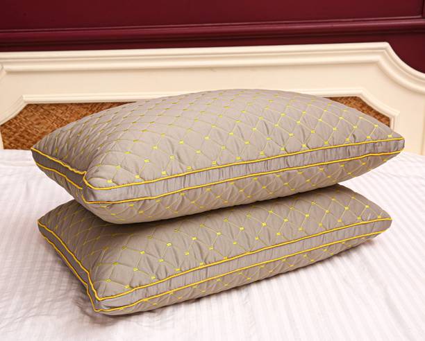 Papaya For extra comfort and support Microfibre, Polyester Fibre Geometric Sleeping Pillow Pack of 2