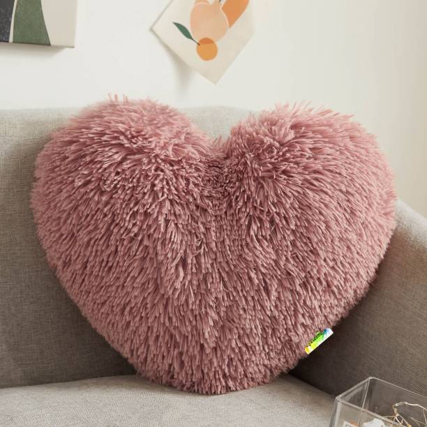 Cyuteenuts Gajri Pink fur cushion Microfibre Solid Cushion Pack of 1