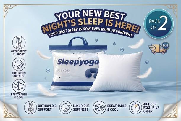 Sleep Yoga Hollow Fibre, Microfibre Sleeping Pillow Pack of 2 Solid
