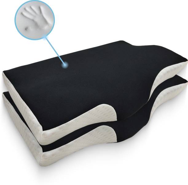 Sleepsia Memory Foam Sleeping Pillow Pack of 2 Solid Contour Cervical Pillows for Neck and Shoulder Pain - Neck Support Pillow