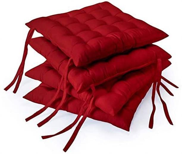 Wondershala Square Chair Pad Seat Cushion Car Pad Office Chair Pad 16 inch X 16 Inch Cotton Solid Chair Pad Pack of 4