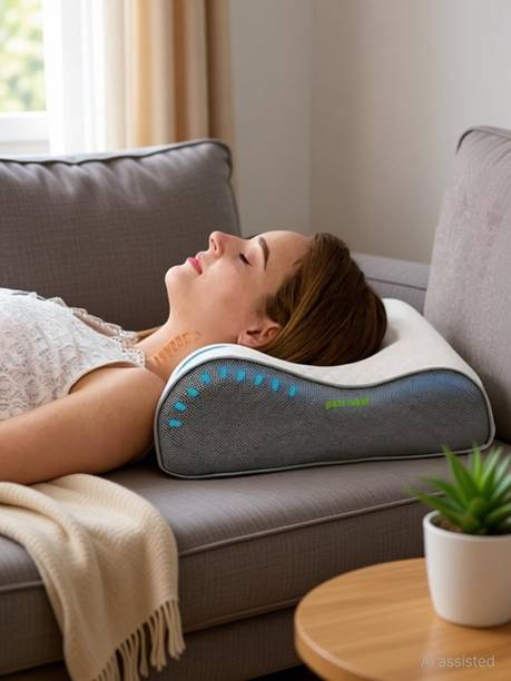 velvure Memory Foam Orthopaedic Pillow Pack of 1 Geometric Cervical Contour Memory Foam Pillow, Stomached, Anti-Snoring, Side Sleepers