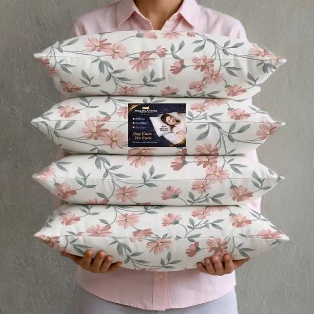 Rolling Animal Cotton Sleeping Pillow Pack of 4 Floral Premium Pillow Set