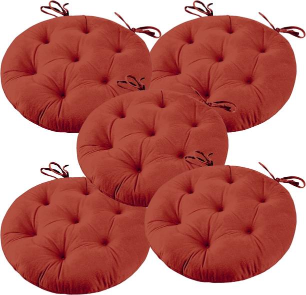 Pisaganj Microfibre Round Chair Pad for Office Home Sitting Chair Cushion Pad 16X16 Inch Microfibre Solid Chair Pad Pack of 5