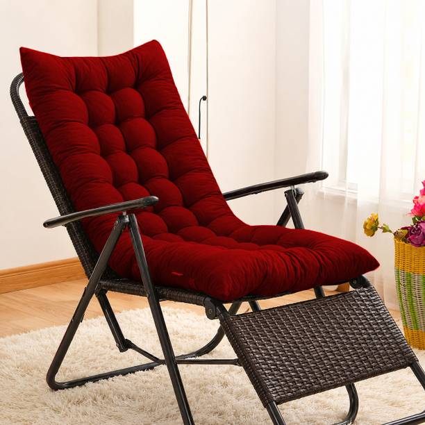 Daddy Cool Polyester Fibre Chair Pad Pack of 1 Solid Rocking Chair Cushion 16x45 Inch