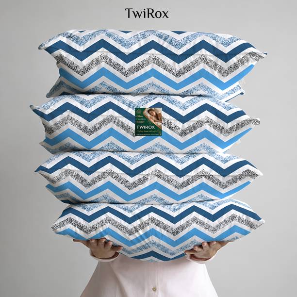 TWIROX Polyester Fibre Sleeping Pillow Pack of 4 Geometric Premium Pillow Set