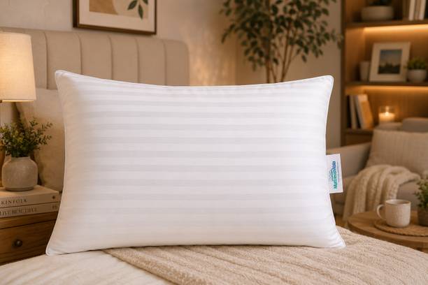 MATTRESSWALA Polyester Fibre Sleeping Pillow Pack of 1 Stripes Softie Fibre Pillow