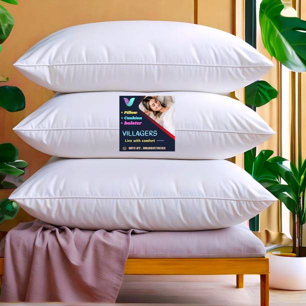 VILLAGERS LUXURY Cotton Solid Sleeping Pillow Pack of 3