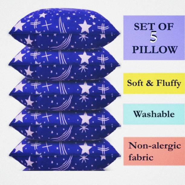 VILLAGERS Polyester Fibre Abstract Sleeping Pillow Pack of 5