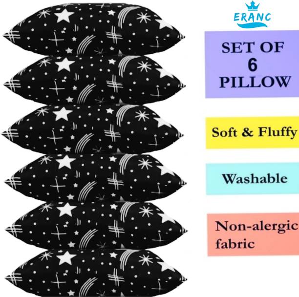 VILLAGERS Polyester Fibre Abstract Sleeping Pillow Pack of 6