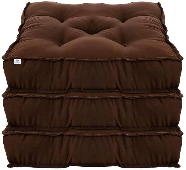 Heart Home Home or Car Sitting Microfibre Solid Chair Pad Pack of 3