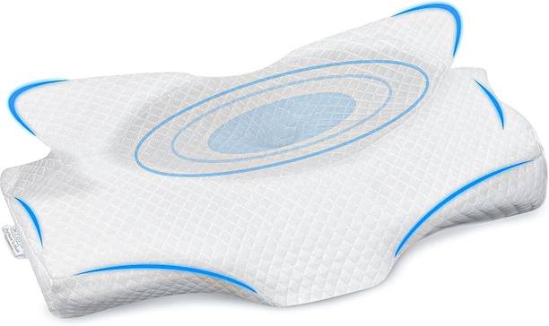 Sleepsia Memory Foam Sleeping Pillow Pack of 1 Solid Butterfly Contour Cervical Orthopedic Pillow for Neck & Shoulder Pain Relief -