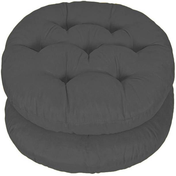 Mom's Moon Polyester Fibre Solid Chair Pad Pack of 2