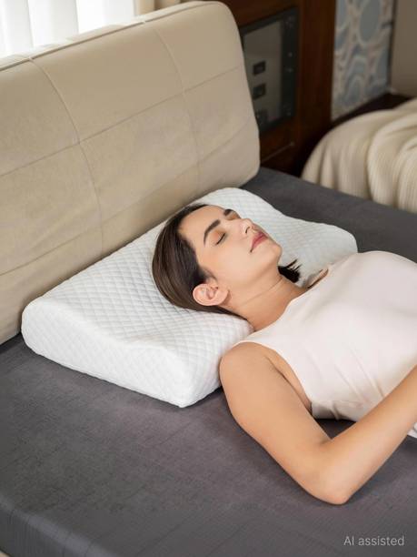 Woomzy Cotton Orthopaedic Pillow Pack of 1 Solid Cervical Contour Memory Foam Pillow, Stomached, Anti-Snoring, Side Sleepers