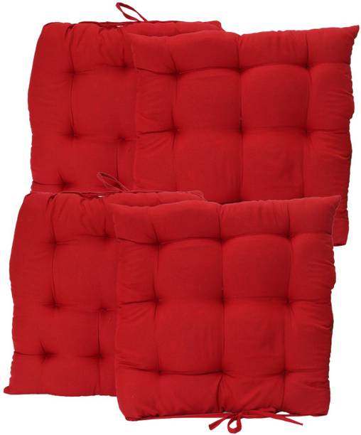 Pisaganj Microfibre Square Chair Pad for Office Home Sitting Chair Cushion Pad 16X16 Inch Microfibre Solid Chair Pad Pack of 4