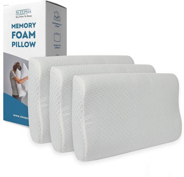 Sleepsia Memory Foam Orthopaedic Pillow Pack of 3 Solid Ventilated Contour Orthopedic Pillow for Neck and Shoulder Pain-