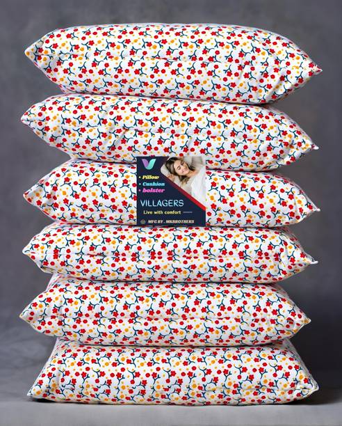 VILLAGERS LUXURY Polyester Fibre Abstract Sleeping Pillow Pack of 6